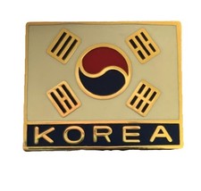 South Korea Flag Enamel Lapel Pin Gold Trim Korean Badge New Original Package