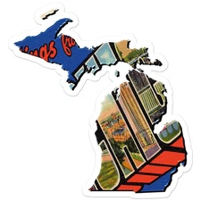 Vintage Michigan Map - Vinyl Decal Sticker - Car Window Laptop - ebn8869
