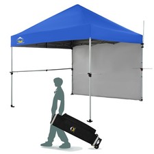 Crown Shades 10 x 10 Foot Instant Canopy Shelter with 1 Wall, Blue Used 