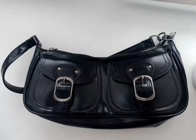 Vintage 2000s Emo Style Purse Bag Women's Y2K Goth Leather Black