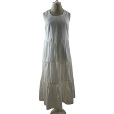 A New Day Womens White Tiered Maxi Dress Sleeveless Cotton Textured Size S