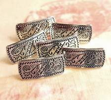 6 Southwest Concho Look Rectangular Silver Metal Buttons almost 3/4" by 5/16"