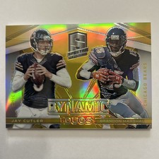 2014 Panini Spectra Dynamic Duos Jay Cutler, Brandon Marshall #10 Gold Prizm /25