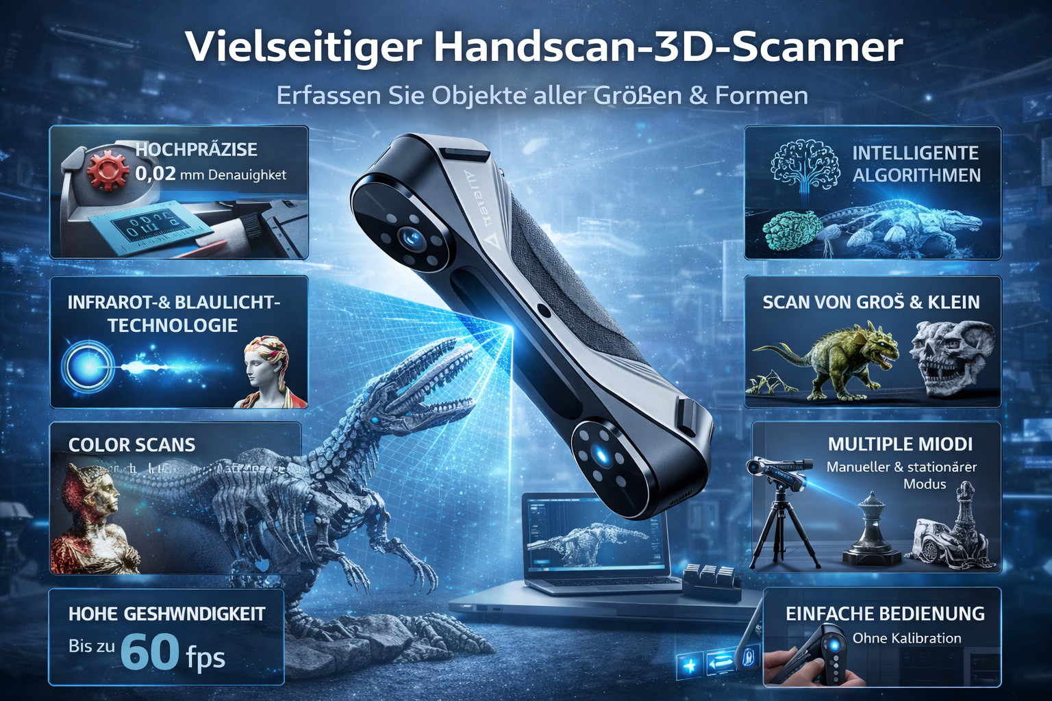 Creality CR-Scan Raptor 3D Scanner 0,02mm | 60fps | Handheld | 5-2000mm |Win/Mac - Bild 4