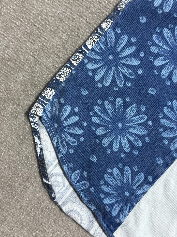 Camisa Gloria Desteñida Para Hombres Grande Azul Blanco Patchwork Bandana Chaleco Vaquero Occidental Foto 4 de 4