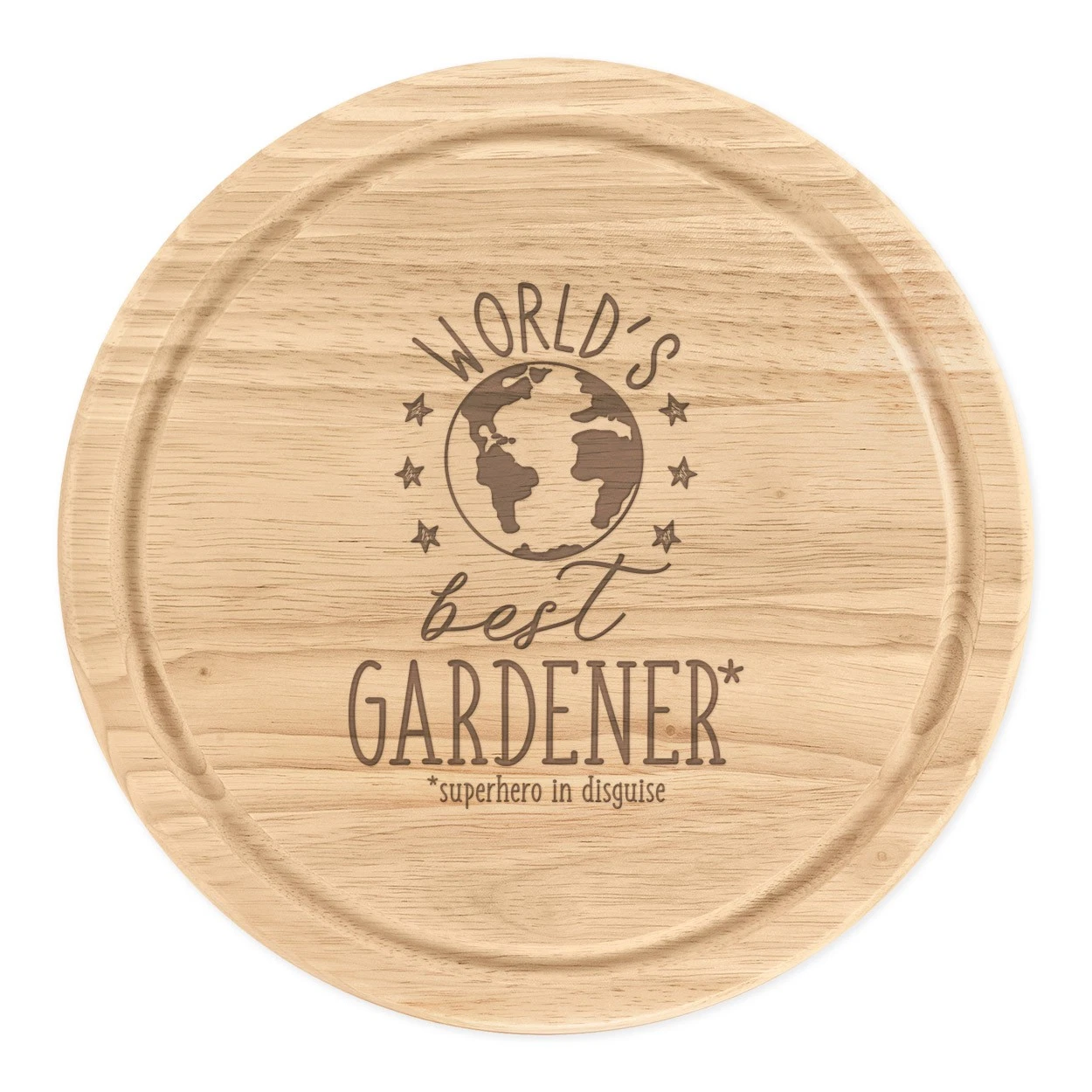 World's Best Gardener Round Chopping Cheese Board Funny Favourite Gardening