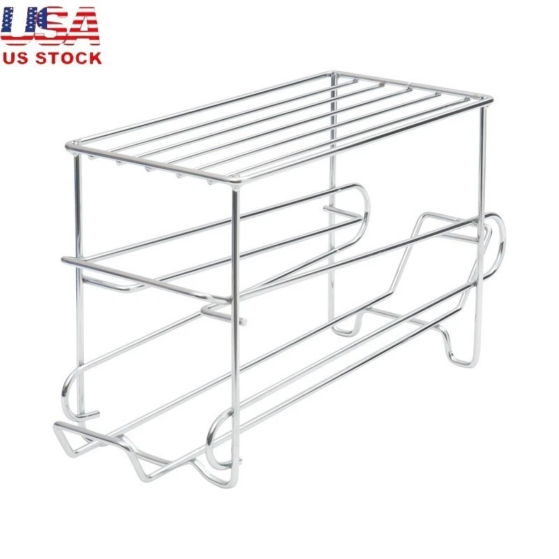 2 Tier Can Organizer Storage Rack Metal Shelf Dispenser Soda Cans Pantry Kitchen
