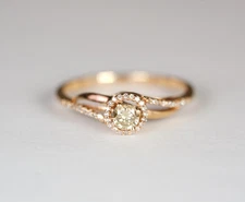 .45 Natural Champagne Diamond Halo Ring 10K Rose Gold Size 7
