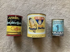 Lot of 3 vintage cans - Sunny Jim, Chock Full O' Nuts, Bugler tobacco