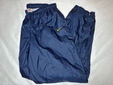 Vintage 90's Nike Track Pants Size XL Navy Blue Ankle Zip Lined Fit 56323 Nylon