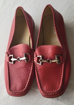 Geox Red Leather Loafers/ Driving Mocs Size 39 /Style D7145R NEW 