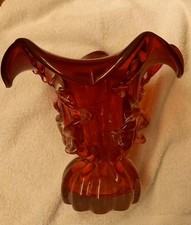 VINTAGE: Leuchtend rote Murano Vase 