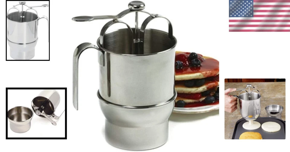 Dispensador de jarra de gofres para panqueques de acero inoxidable Foto 2 de 4