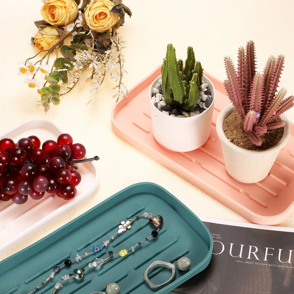 Silicone Kitchen Sink Organizer Tray, Silicone Soap Dispenser Tray Soap(Grey) - Image 4 of 4