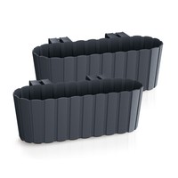 Balkon Blumen Kasten M. Halterung 39Cm 2Er Set - Kunststoff GeläNder Pflanz Topf