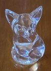 Steuben Clear Art Glass Fox Paperweight Signed 3 inches