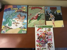 LOT (4) Frame Tray Puzzles Gumby Pokey Santa Wonder Woman Aquaman 1974, 1984 