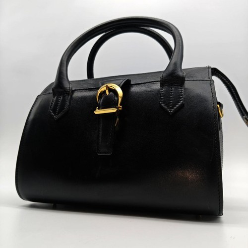 VALENTINO GARAVANI Leather Mini Boston Handbag Black Structred Formal Used Japan