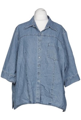 Ulla Popken Bluse Damen Oberteil Hemd Hemdbluse Gr. 58 Baumwolle Blau #posei95