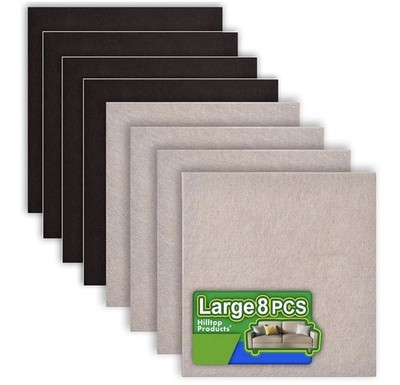 8 Pack Self Adhesive Felt Pad SQUARE Felt 5 x 5 x 3/16'' Hilltop Products AA-0073