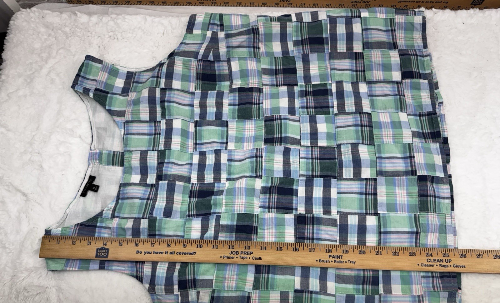 Talbots Madras Plaid Patchwork Back Button Sleeve… - image 7