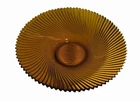 Vtg MCM Large Honey Amber Console Fruit Bowl Art Glass Swirl Ribbed 11.25”