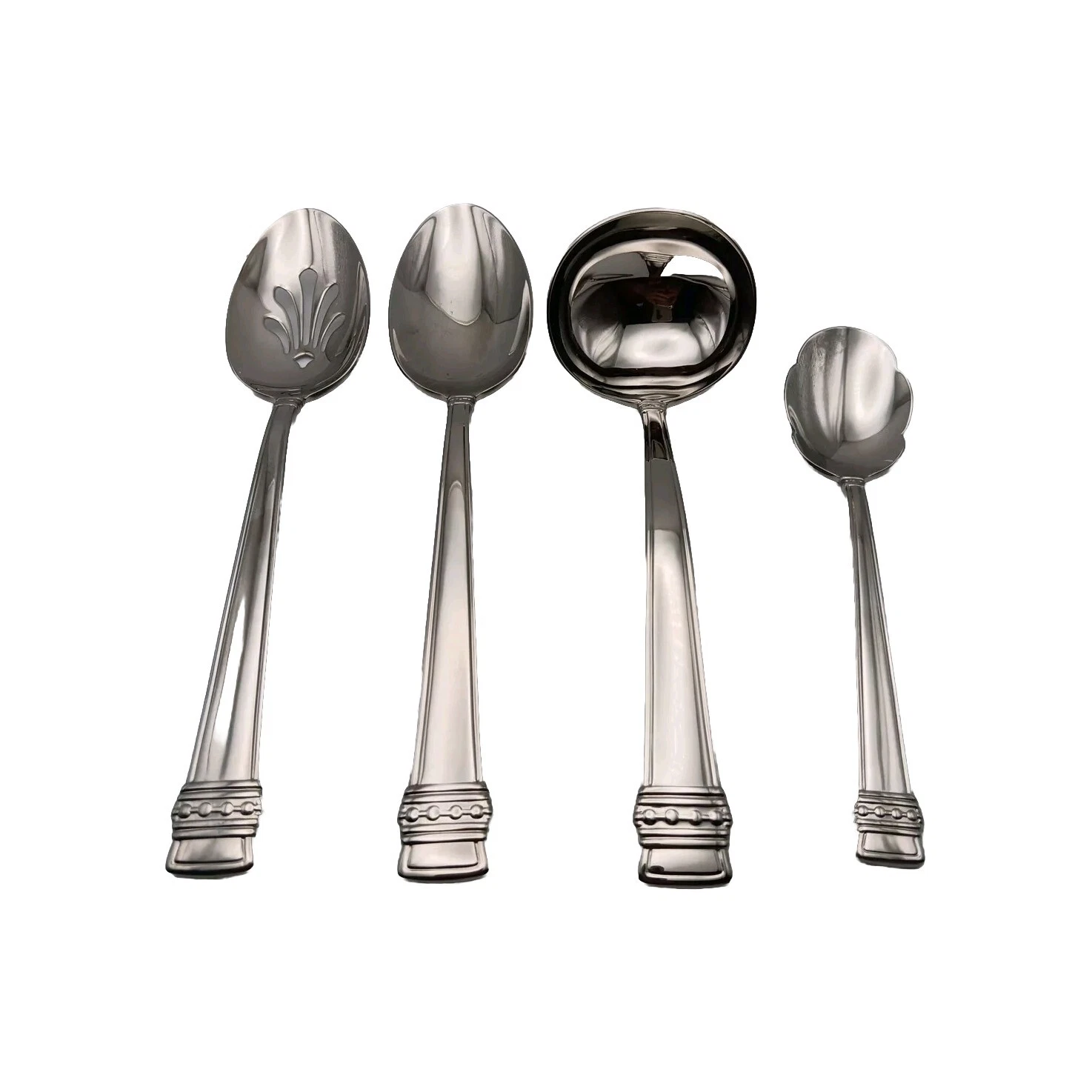 Lenox Hancock Platinum 4pc Server Set 18/8 Stainless F1atware GLOSSY RARE NOS