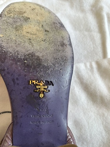 PRADA Vintage Purple Patent Leather Heeled Sandal Vernice Iris 36.5 6.5 US - Picture 10 of 13