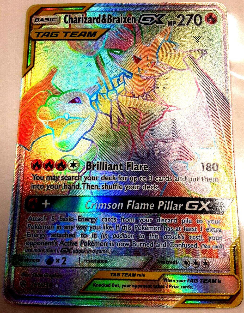 Pokémon TCG Charizard & Braixen Tag Team GX Sun & Moon - Cosmic