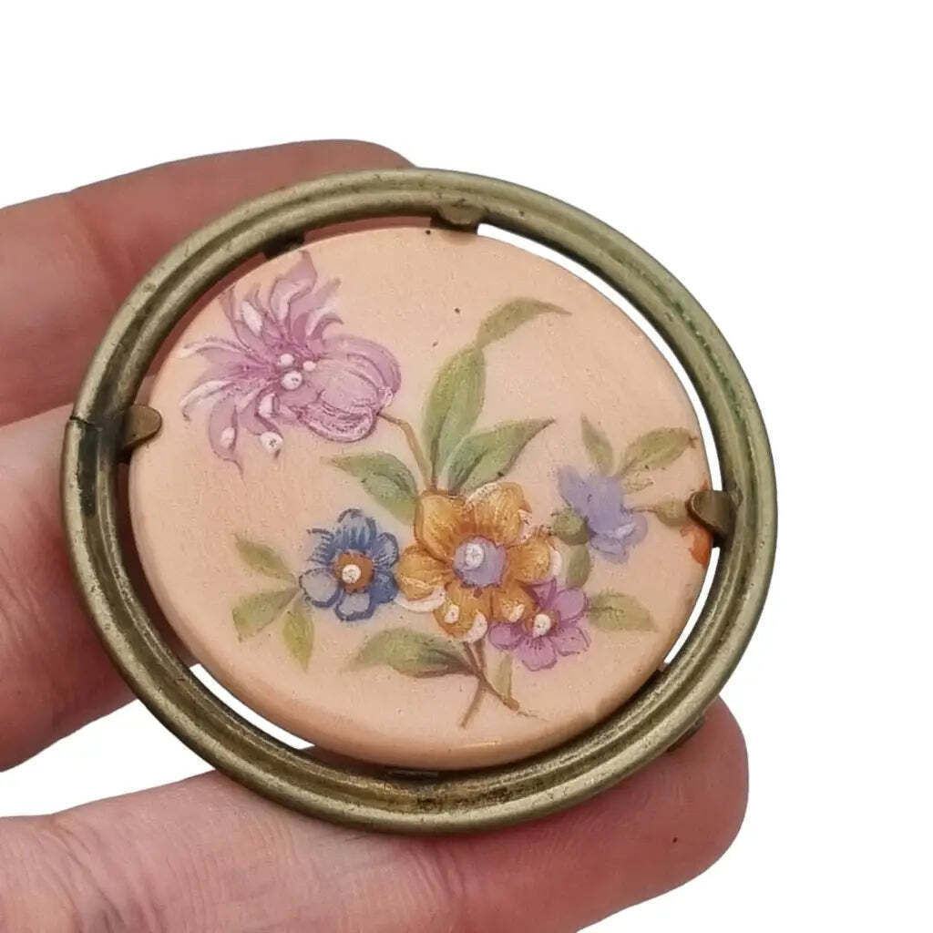 Antique floral brooch from Limoges, French porcel… - image 2