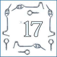 17 PCS HOOK AND EYE LATCH : Gate Shed Cabin Window Door Fence Cage Lock Hardware