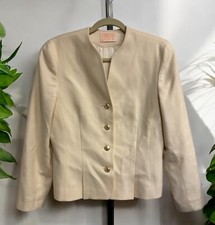 Vtg Pendleton Ivory Women's Sz 8 100 Virgin Wool Jacket Pearl Gold Buttons USA