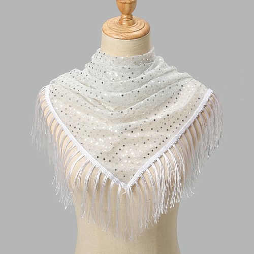Arab Summer Lightweight Shawls Women Muslim Scarf Sequin Tassel Triangle Wraps - Picture 16 of 21