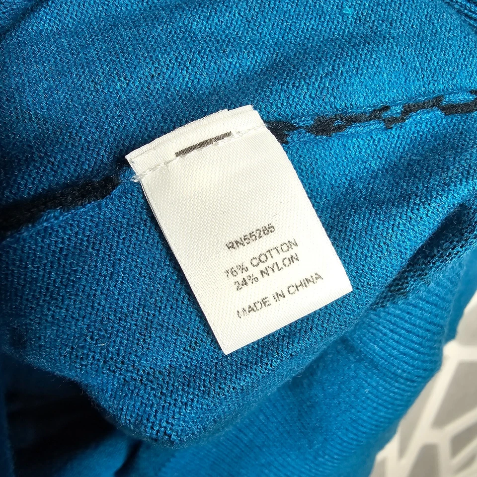 Cárdigan suéter Express con botones azul y negro estampado de serpiente manga 3/4 grande Foto 4 de 4