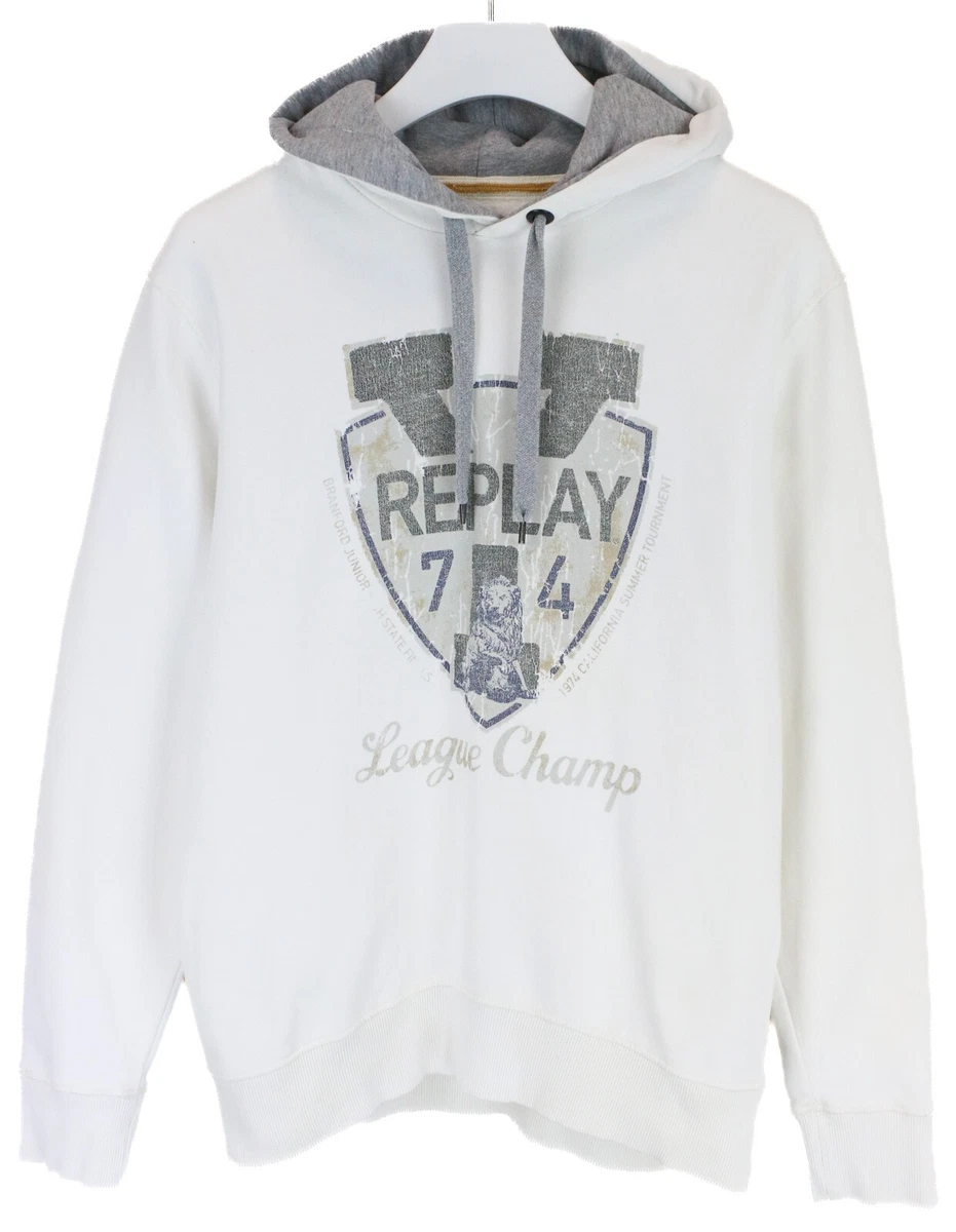 Replay M3053 Felpa Uomo Grande Pullover Cinturino Stampa Logo