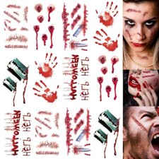 Halloween Zombie Scar Tattoo Sticker, 12 Sheets Waterproof Temporary