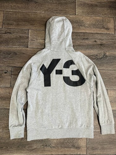 Y-3 Full Zip Logo Hoodie Jacket Adidas x Yohji Yamamoto grey XL Y2K