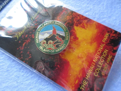 Hawaii Volcanoes National Park on Card Lapel Pin Button