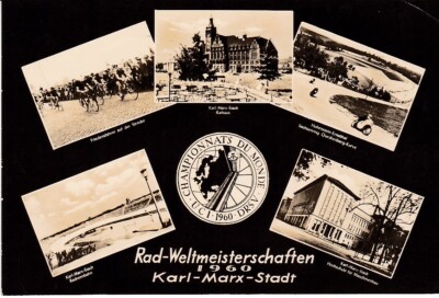 ancient postcard cycling world championships 1960 Karl Marx City Peace Rider // 67