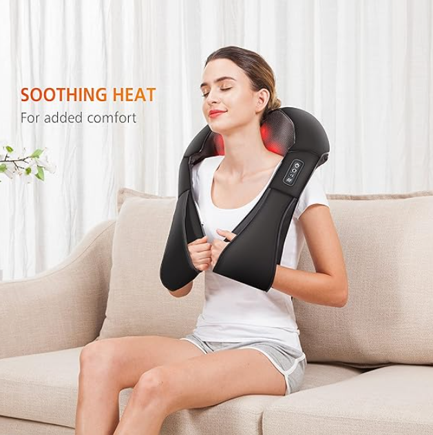 Snailax Shiatsu Neck and Shoulder Massager Back Massager with Heat