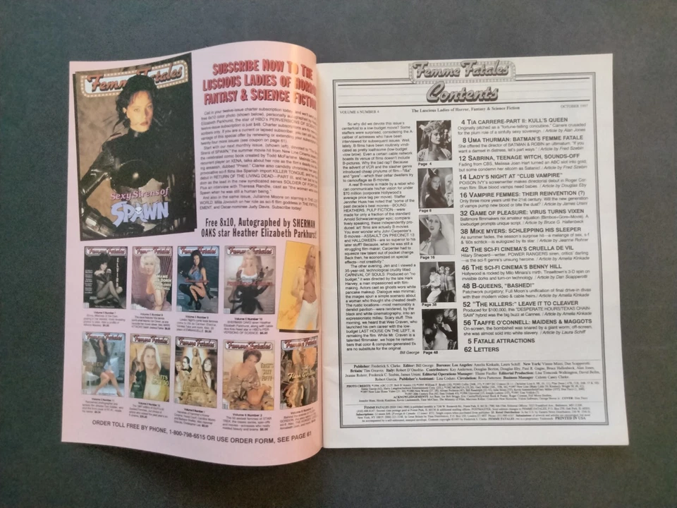 FEMME FATALES Magazine Oct. 1997 Club Vampire, Austin Powers, Uma Thruman Foto 3 de 4