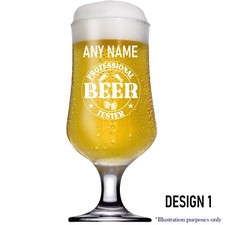 Personalised Engraved Glass 385ml  Stemmed Beer Glass Birthday Wedding Gift