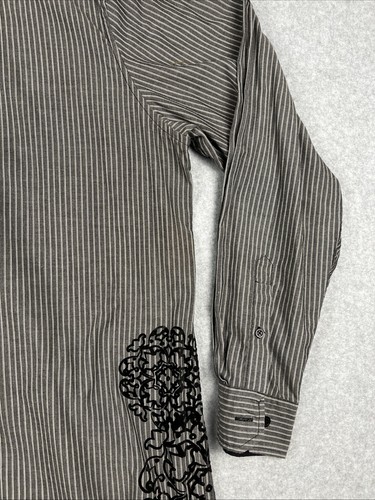 Long Sleeve Shirt Structure Floral Design Men’s Button Down Pinstriped Size XL - Picture 5 of 18