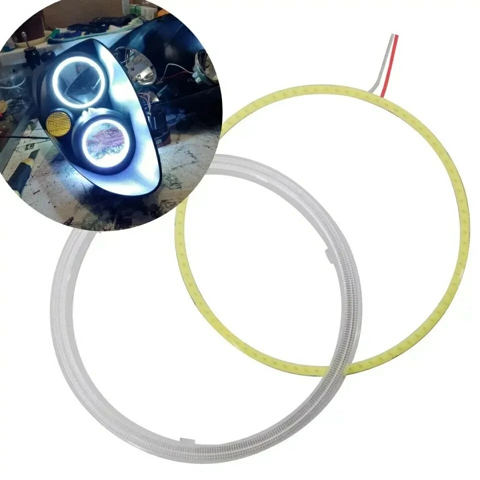 2x Angel Eyes Ring 6000k 70mm FARO Auto Anelli Universali COB Halo led bianco - Bild 2 von 4