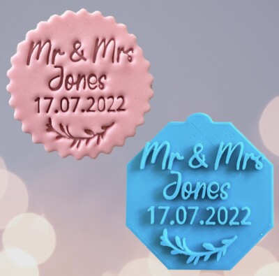 Personalisierter MR & MRS Hochzeit Braut Debosser Stempel Fondant Cupcake Glasur Keks