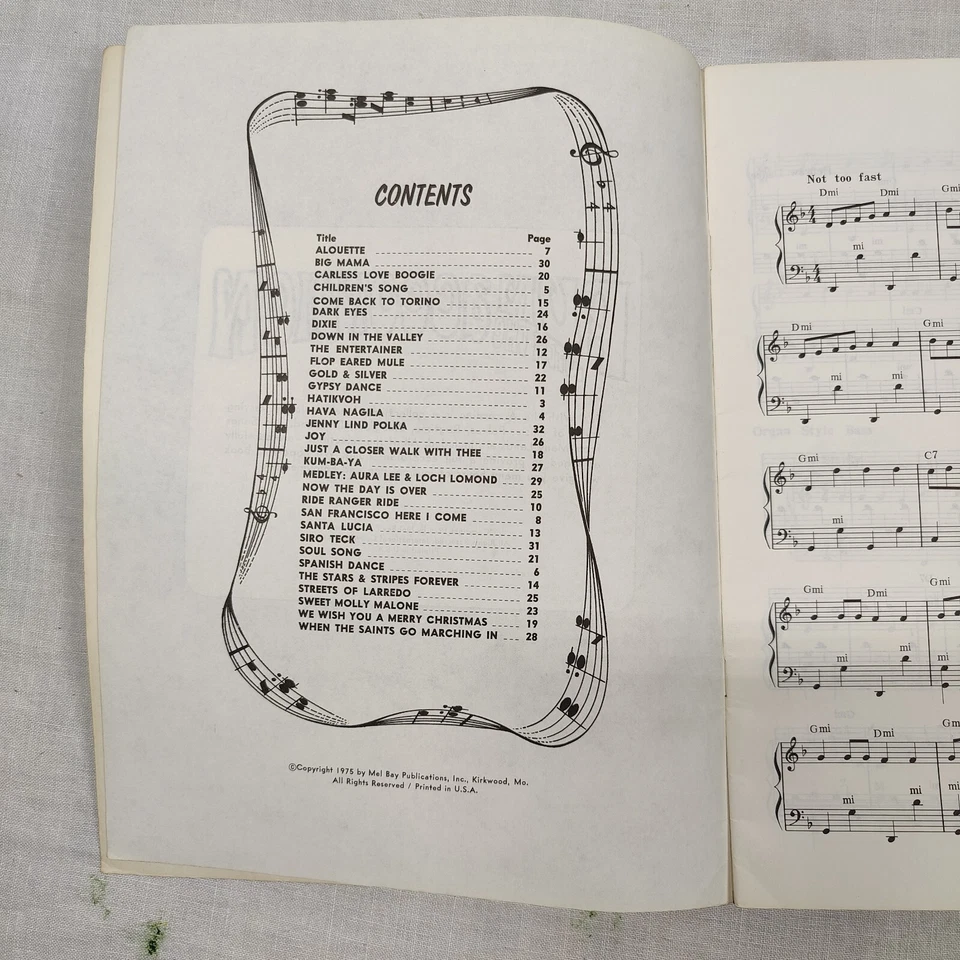 Libro de canciones raro 1975 de colección Mel Bays DIVERSIÓN CON EL ACORDEÓN partituras Foto 4 de 4