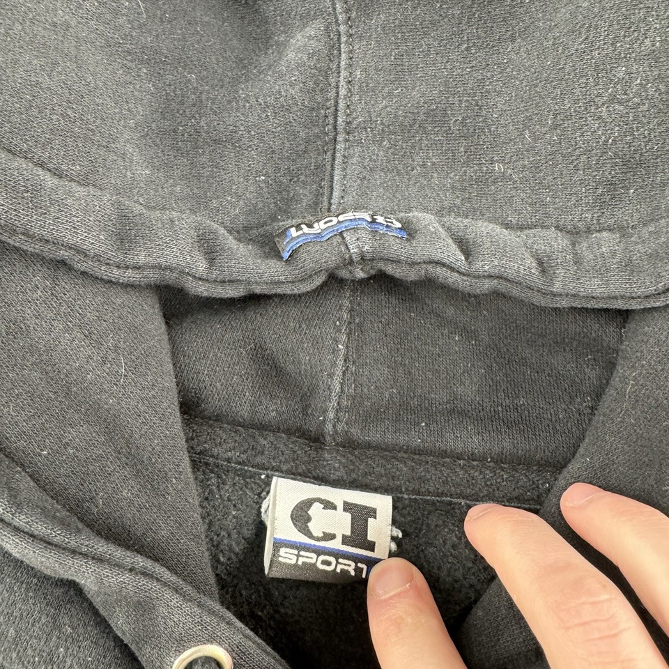 Vintage North Dakota State Bison Hoodie Mens XL Black Sweatshirt Team