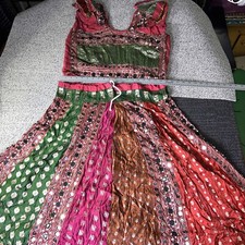 Lehenga Bridal Sabyasachi Lengha Choli Indian Wedding Pakistani Dress Top Mirror