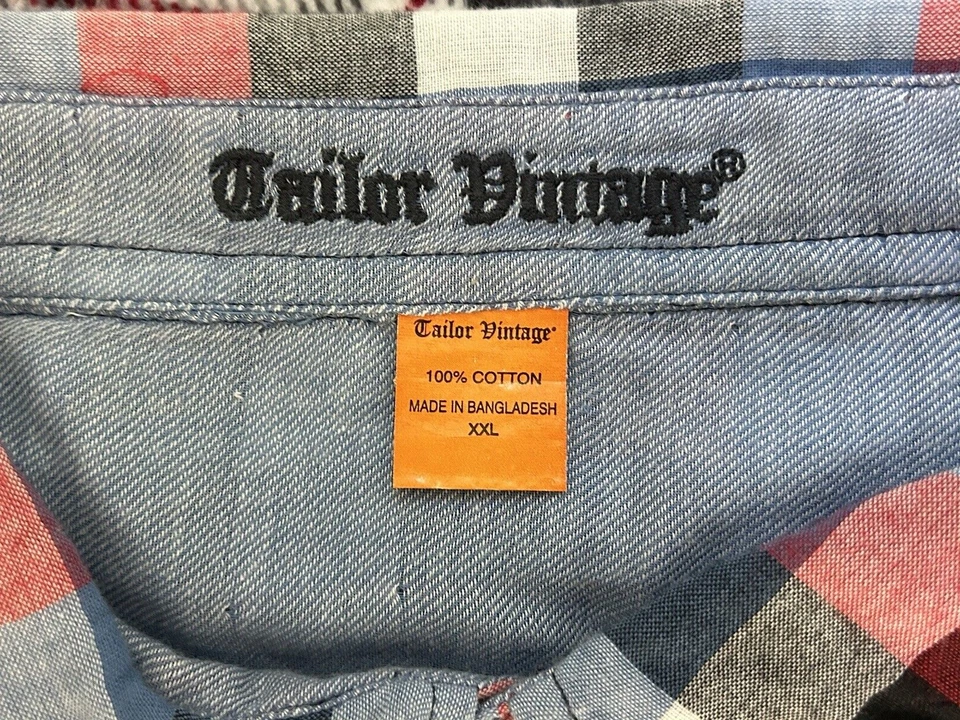 Camisa masculina xadrez Buffalo vintage Taylor 2XL xadrez azul reversível NOVA - Imagem 3 de 4