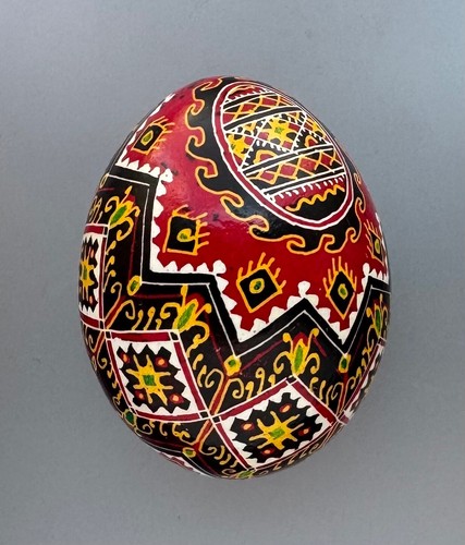 Pysanka, Pysanky, Osterei Kunst geschrieben & gefärbt auf Henne Schale mehrfarbig #M25a - Bild 1 von 6